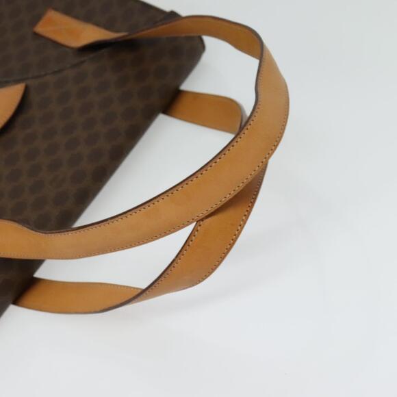 CELINE Macadam Canvas Hand Bag Pvc Leather Brown Gold - Picture 7 of 12